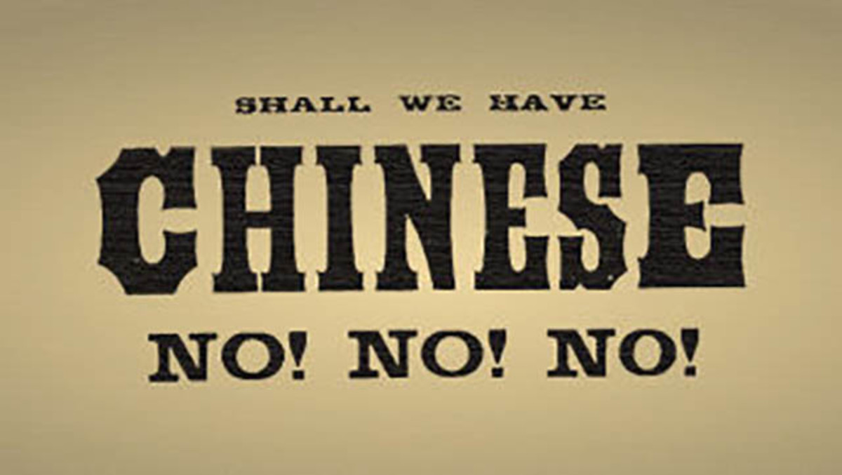 text reading 'Shall we have Chinese? No! No! No!'